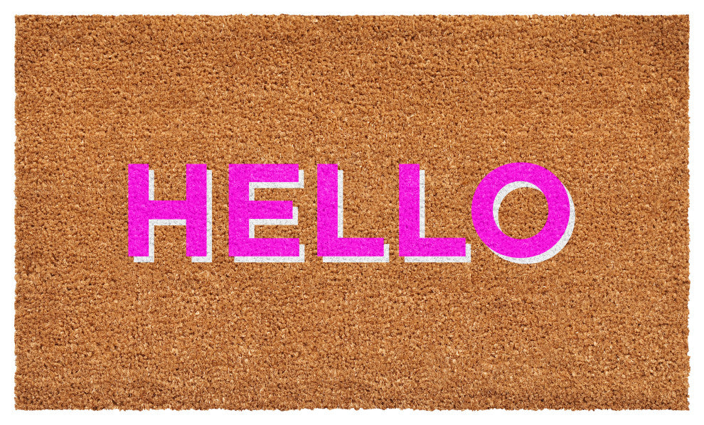 Calloway Mills Hello Pink-White Doormat, 24" X 36" X 0.60"