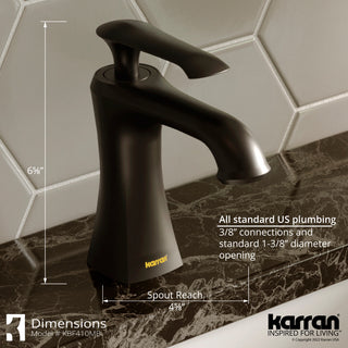 Karran 1-Hole 1-Handle Bathroom Faucet With Pop-Up Drain, Matte Black