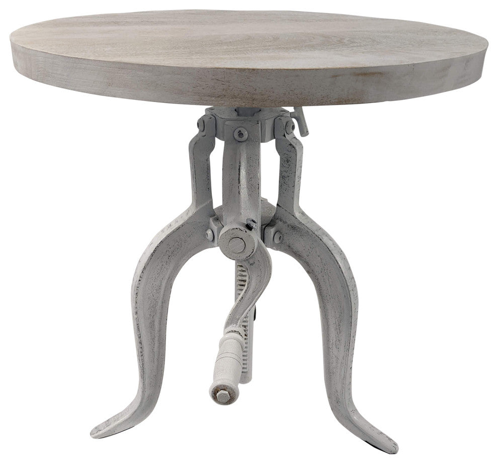 Adjustable Height Crank Table, Whitewash