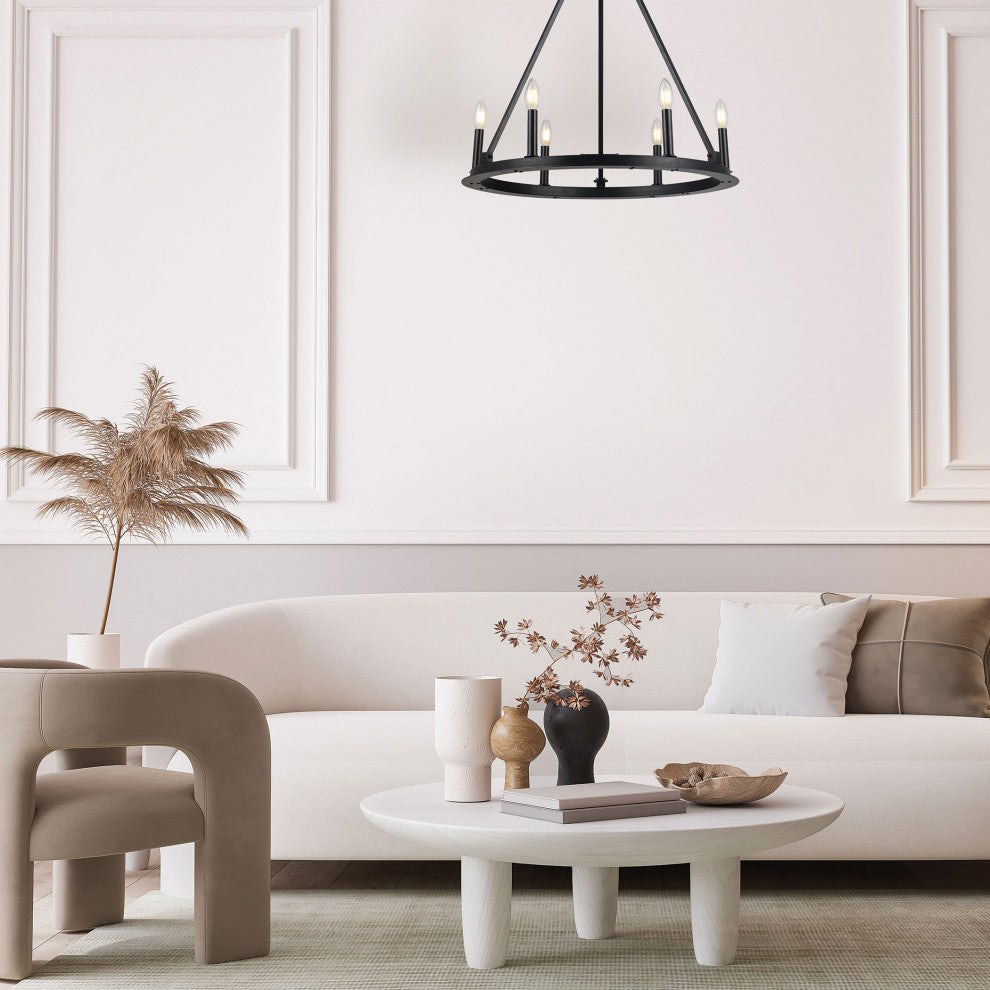 6-Light Matte Black Transitional Chandelier
