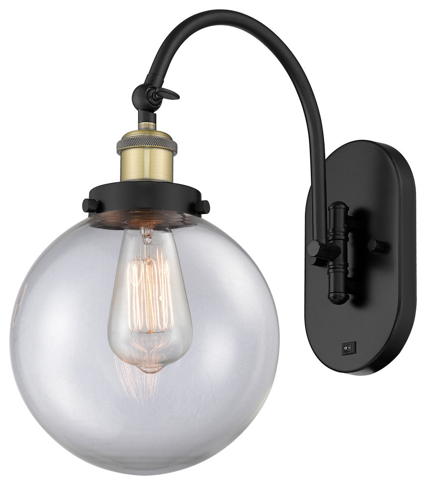 Innovations 918-1W-BAB-G202-8-LED Beacon 1 Light Sconce, Black Antique Brass