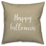 Happy Falloween in Beige 18x18 Throw Pillow