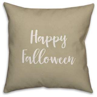 Happy Falloween in Beige 18x18 Throw Pillow