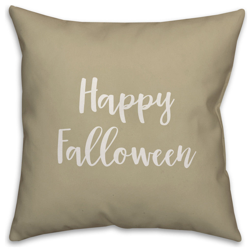 Happy Falloween in Beige 18x18 Throw Pillow