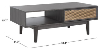 Safavieh Ceu 2 Door Coffee Table, Distressed Black/Gold