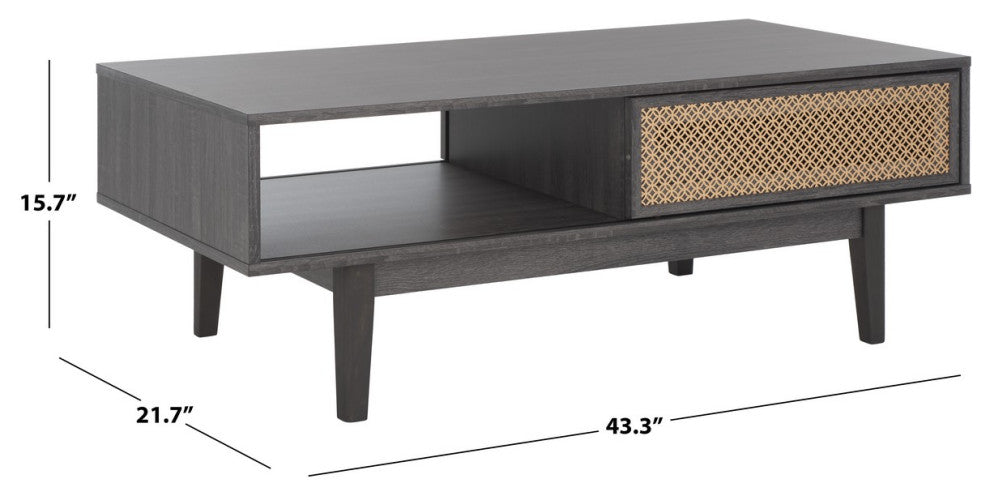 Safavieh Ceu 2 Door Coffee Table, Distressed Black/Gold