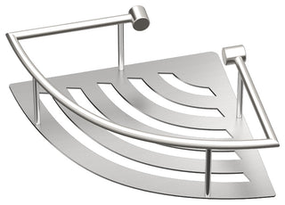 Elegant Corner Shelf With Rails, Satin Nickel, 11"