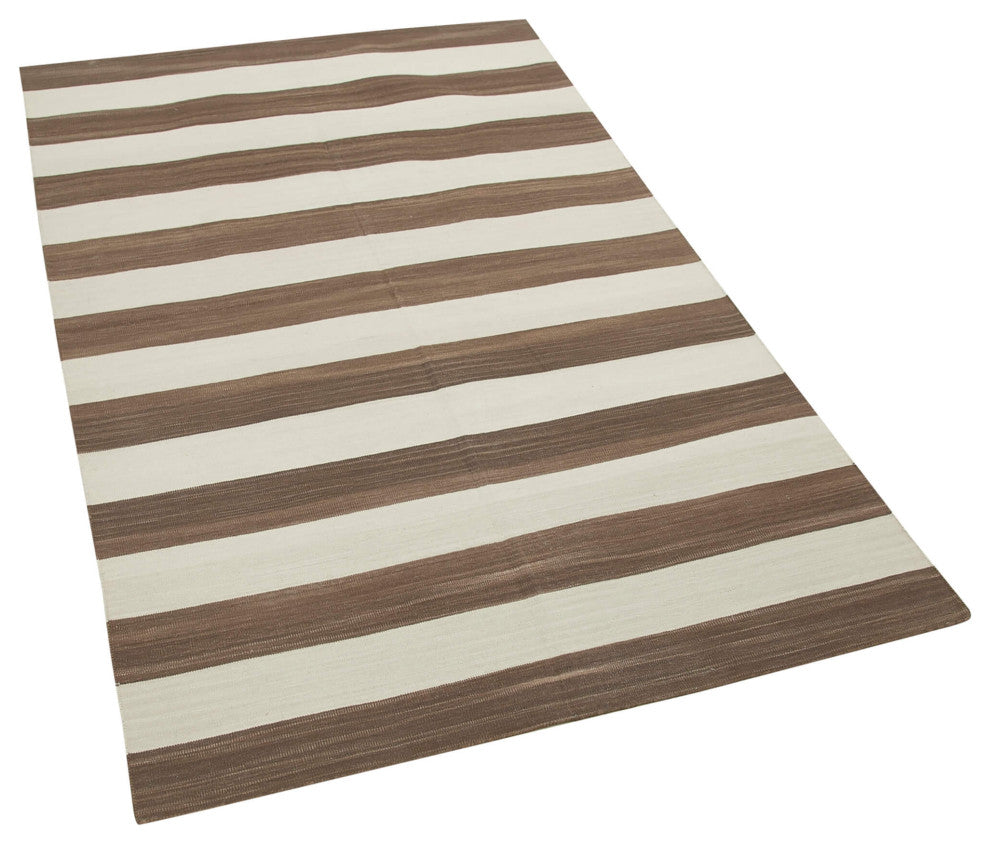 Rug N Carpet - Handmade Wool 3' 5'' x 5' 7'' Geometric Dhurrie Kilim Rug