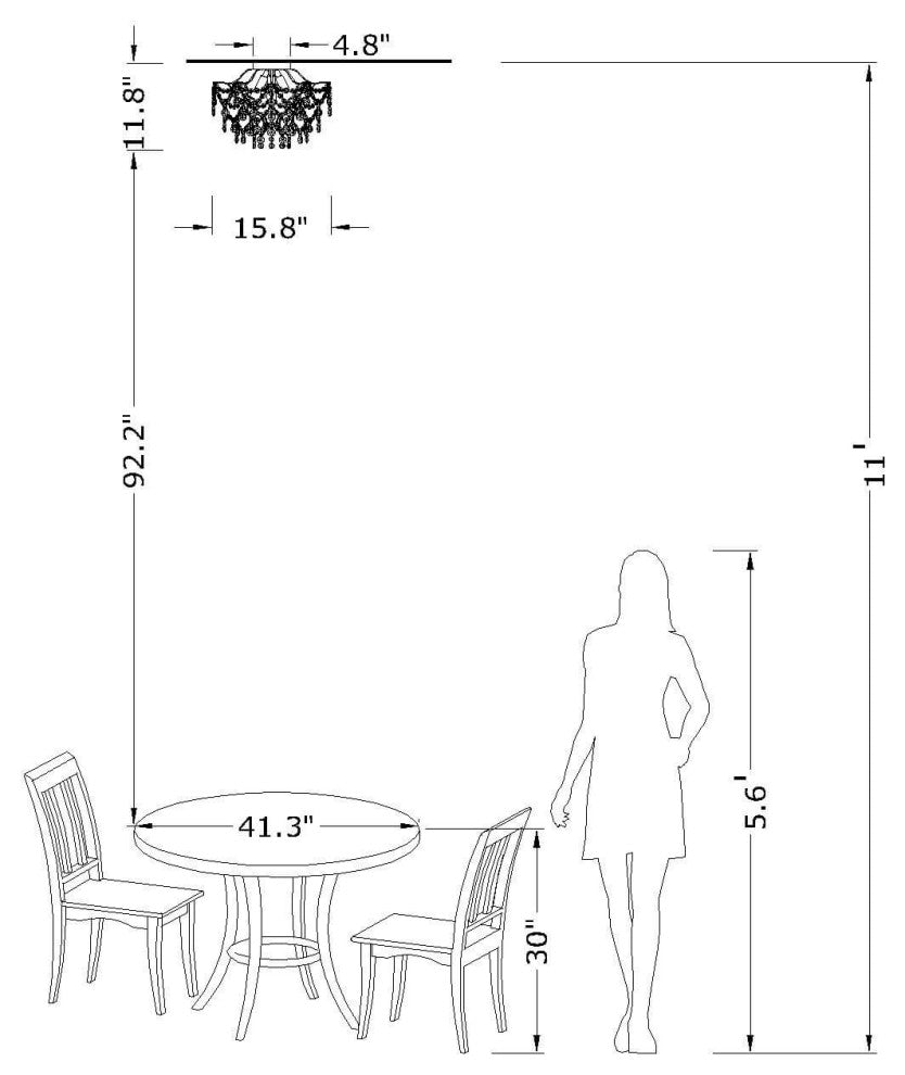 Jamie 3-Light Crystal Flush Mount, Antique Black Finish