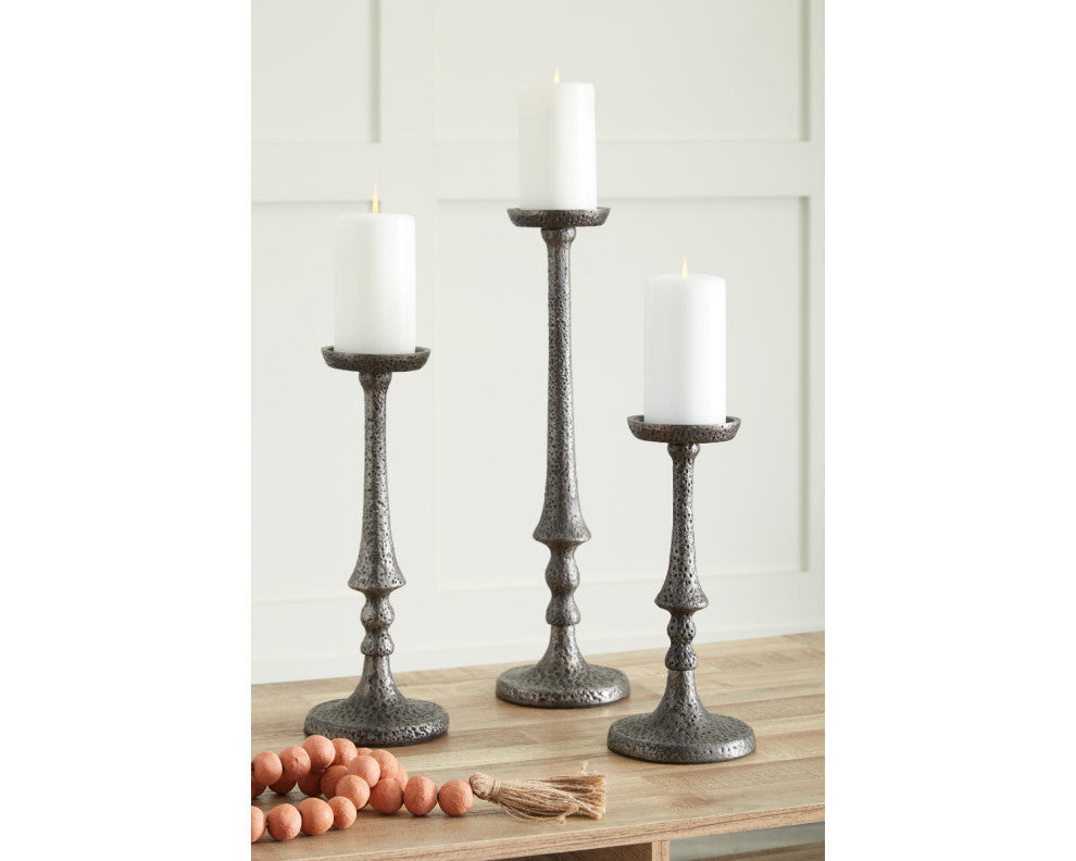 Eravell Pewter Finish Candle Holder, Set of 3
