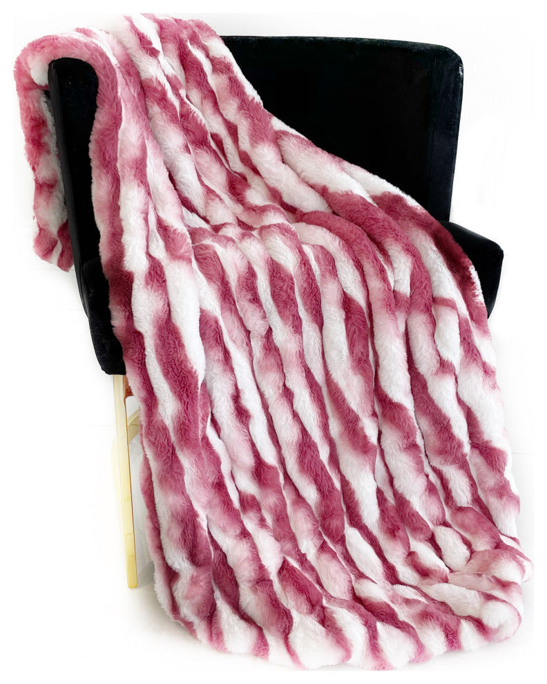 White Berry Snow Chinchilla Faux Fur Luxury Throw Blanket, Throw 48Wx60L