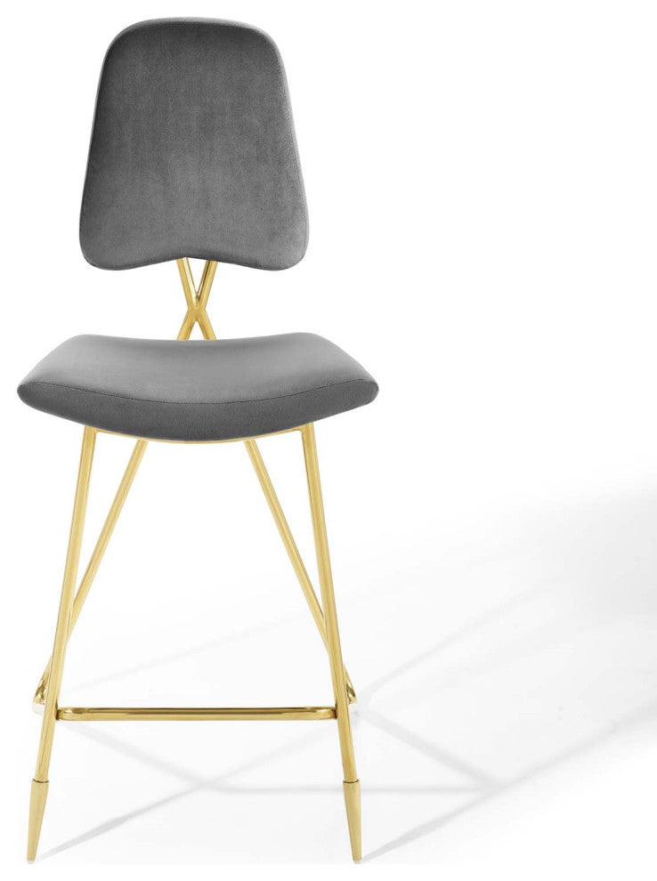 Ponder Bar Stool Performance Velvet Set of 2, Gray