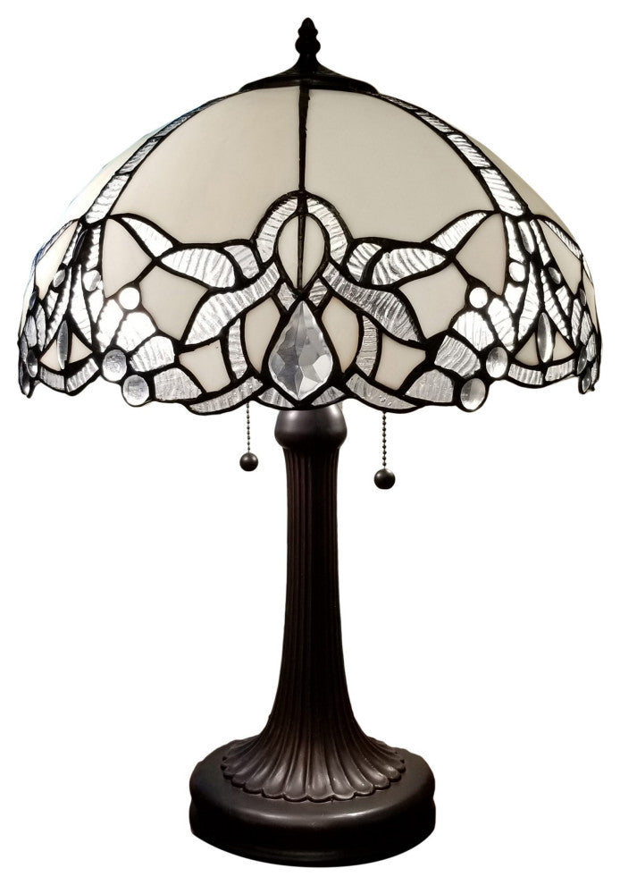 Amora Lighting AM241TL16B Tiffany Style Jeweled  White Table Lamp 24 In High