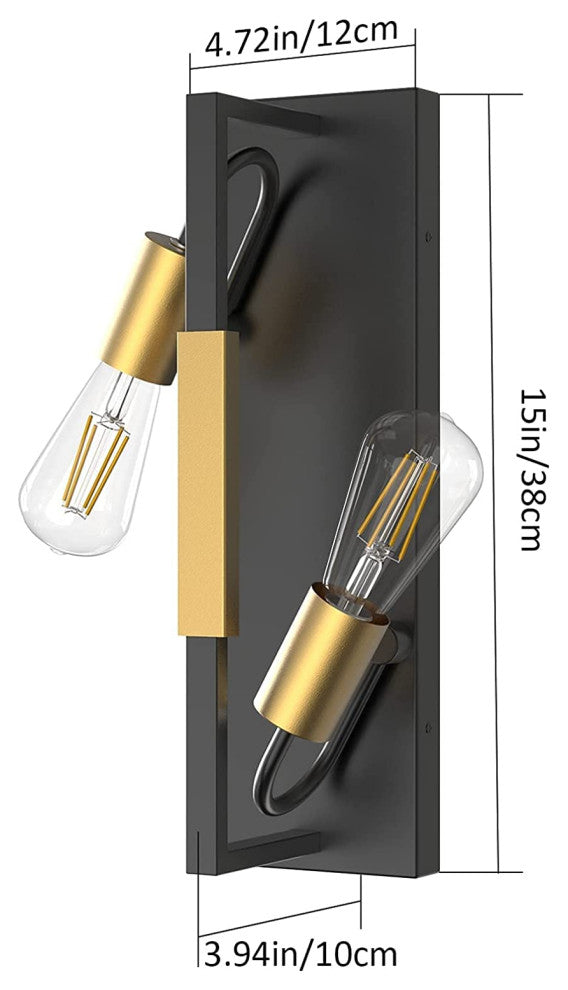 2 Light Art Deco Wall Sconce Vintage Bathroom Wall Light Fixture