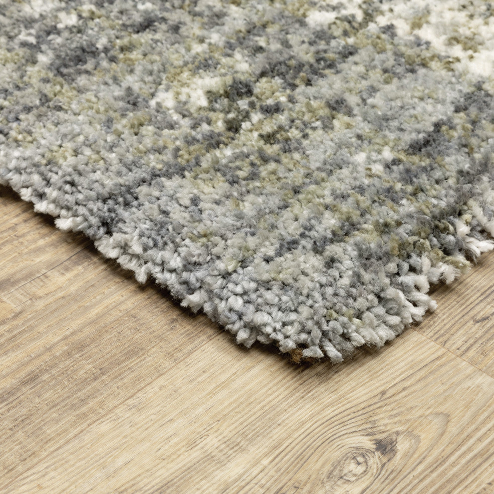 Ashton Impressed Shag Grey/Ivory Area Rug, 3.10X5.5