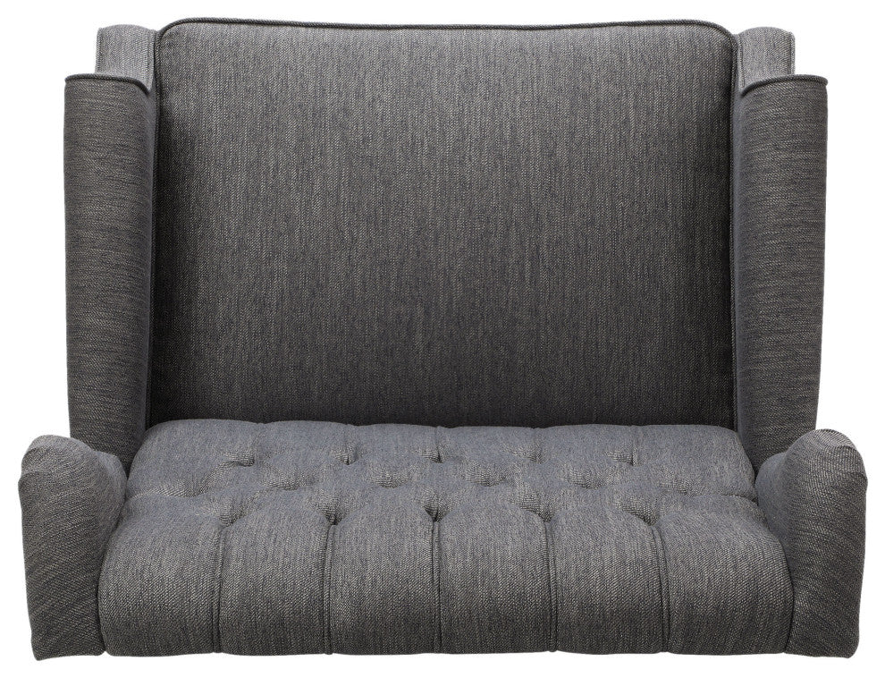 Salome Oversized Tufted Fabric Push Back Recliner, Charcoal and Dark Brown