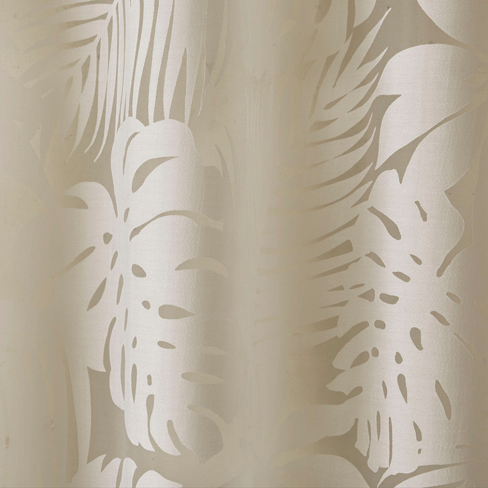Madison Park Leilani Botanical Burnout Palm Leaf Sheer Window Panel, Natural, 50