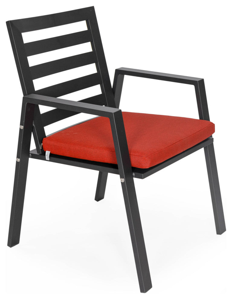 Chelsea Outdoor Dining Chair Aluminum Patio Armchair With Cushions Set of 4, Cherry Red