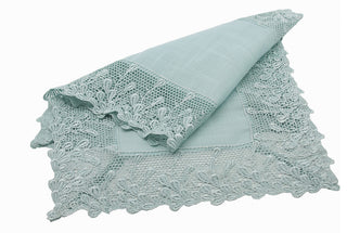 Garden Trellece Lace Trim Table Runner, Blue, 16"x72"