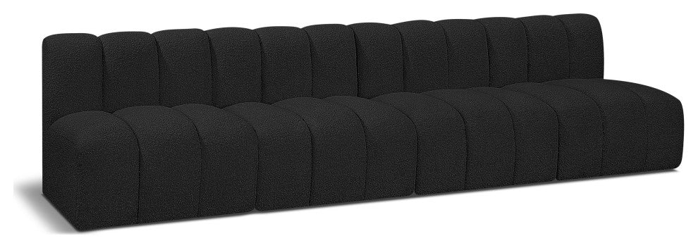 Arc Boucle Fabric Upholstered 4-Pc. Modular Sofa, Black