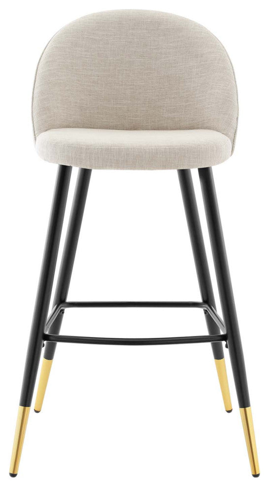 Bar Stool Chair Barstool, Set of 2, Fabric, Metal, Beige, Modern, Bar Pub Bistro