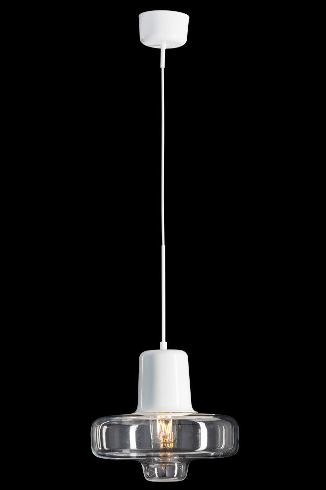 Spin, Pendant, Small, White Glossy, Clear