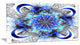 Symmetrical Blue Fractal Flower, Abstract Wall Art Canvas, 40x20
