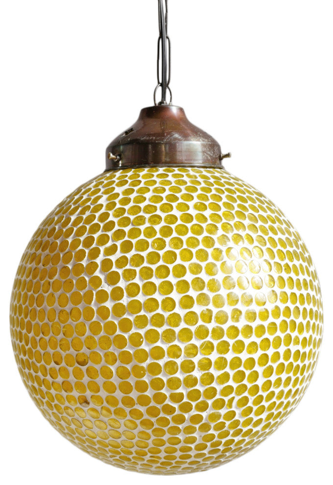 Yellow Mosaic Globe Pendant, Small