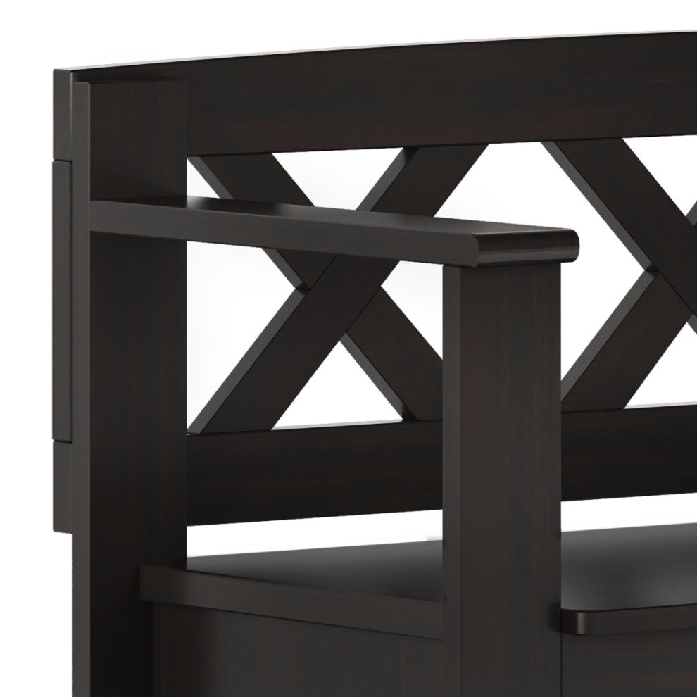 Amherst Solid Wood Small Entryway Storage Bench, Hickory Brown