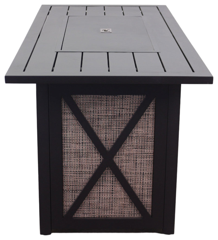 Courtyard Casual Santa Fe Rectangle Sling Base Fire Pit With Amber Fire Glass
