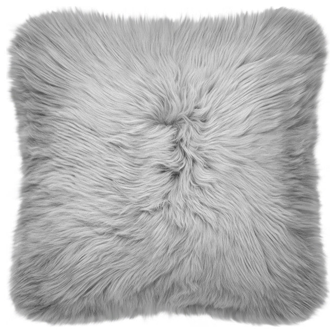 Modern Sheepskin Double-Sided Pillow, Quiet Gray, 18"x18"