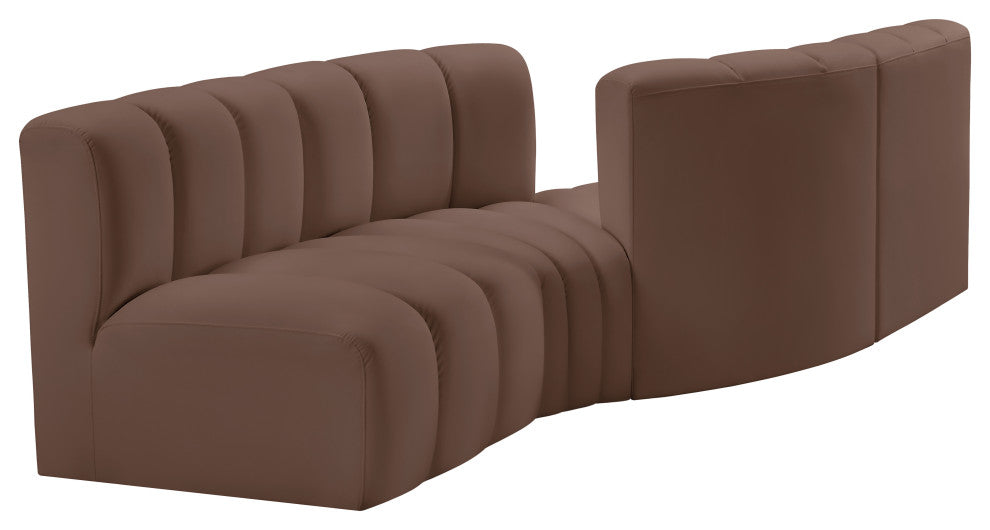 Arc Vegan Leather Upholstered 4-Pc. Facing Modular Sectional, Brown