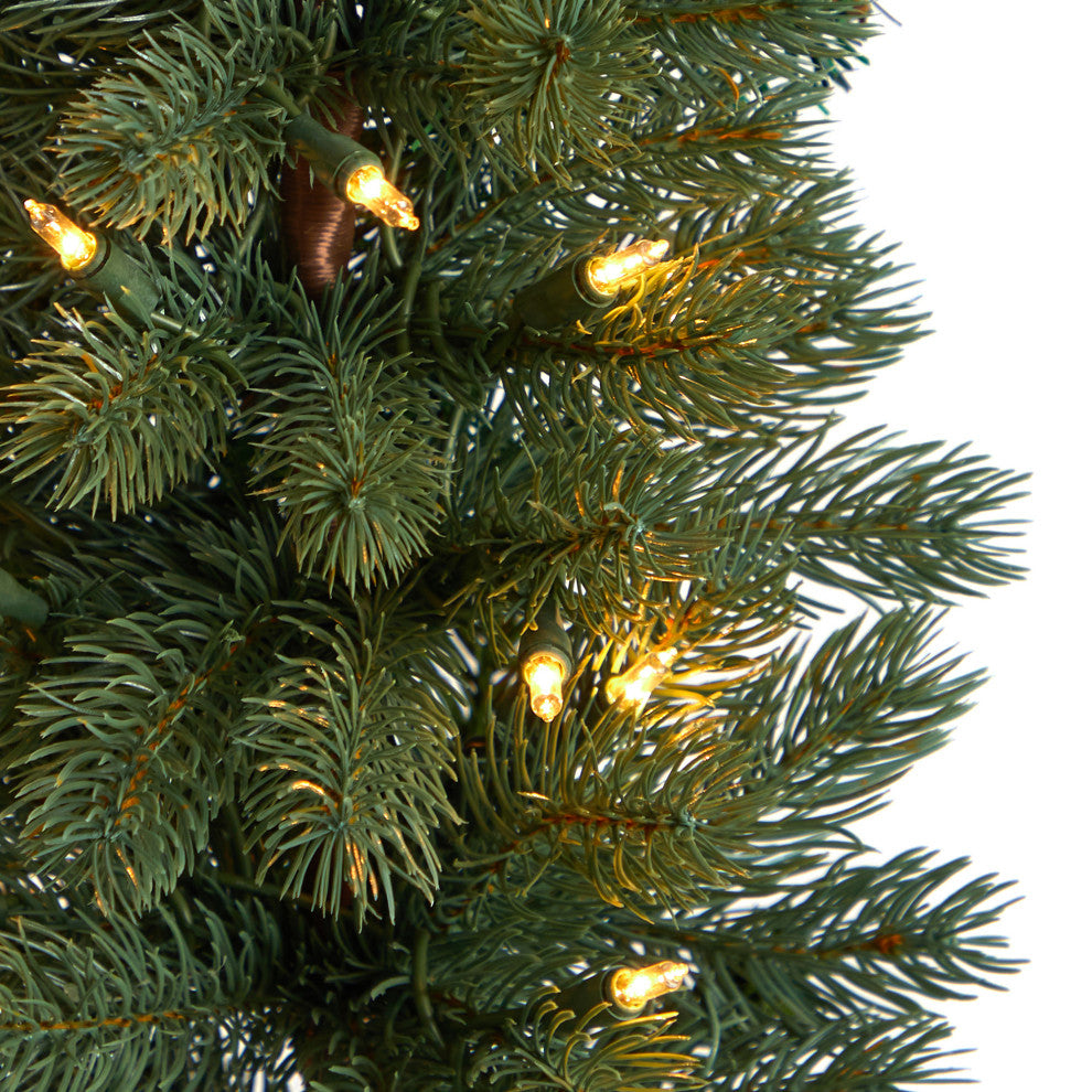 3' Green Pine Faux Christmas Tree With 50 Warm White Lights Set, a Burlap Base