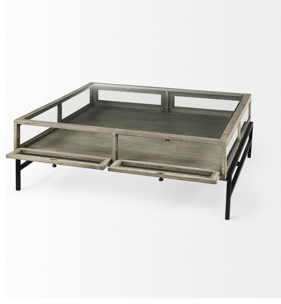 Rustic Gray Brown Shadowbox Coffee Table