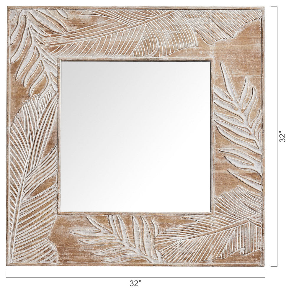 32 in. W x 32 in. H Square Farmhouse Framed Wall Bathroom Vanity Mirror