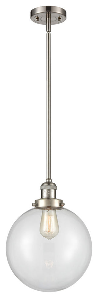 X-Large Beacon 1-Light Mini Pendant, Brushed Satin Nickel, Clear