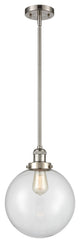 X-Large Beacon 1-Light Mini Pendant, Brushed Satin Nickel, Clear