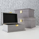 Grey Flannel Boxes With Gold Flip Latch Locks, Set of 3