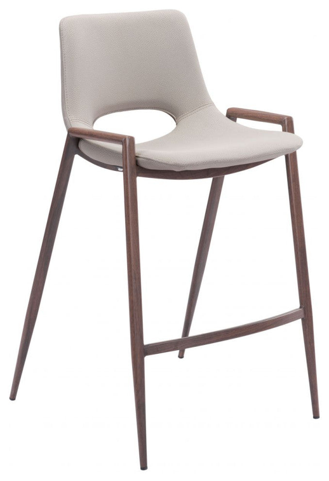 Desi Counter Stool, Set of 2 Beige/Walnut