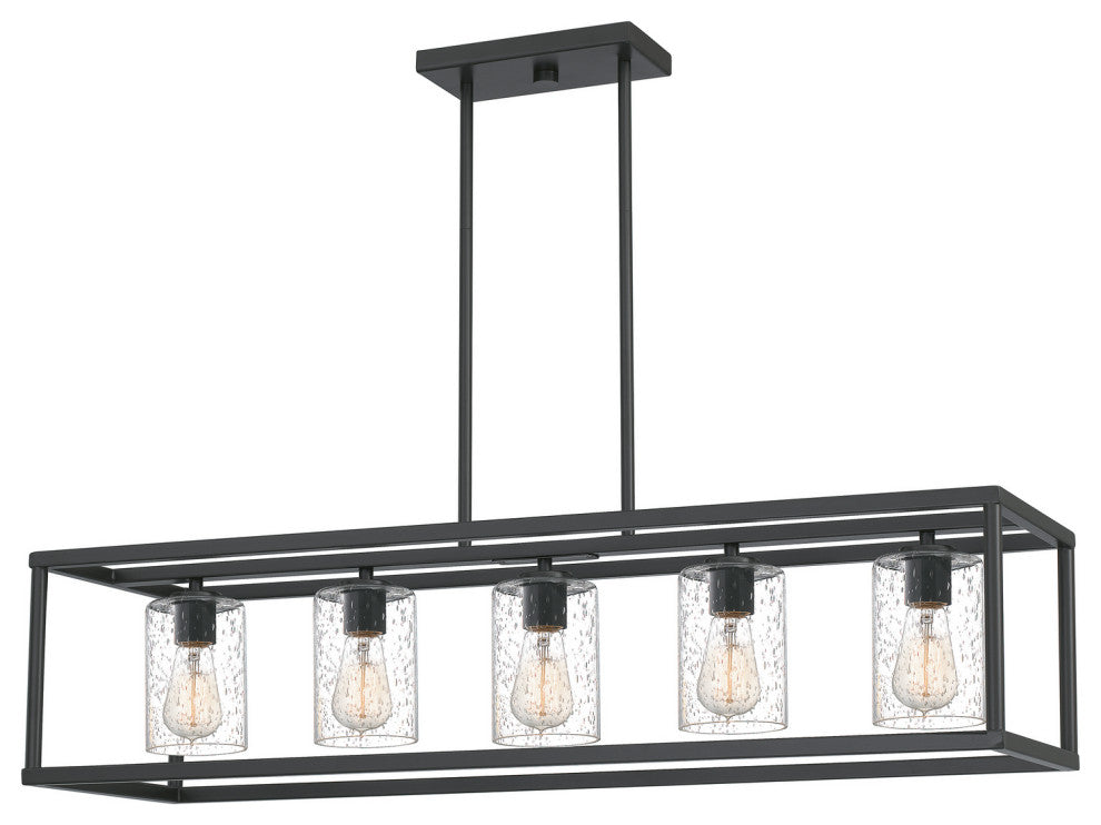 Quoizel NHR3538OZ Five Light Linear Chandelier, Old Bronze Finish