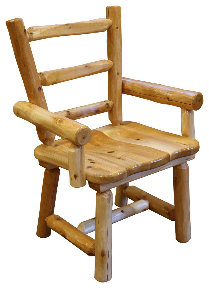 Set of 2 White Cedar Log Dining Chairs With Arms
