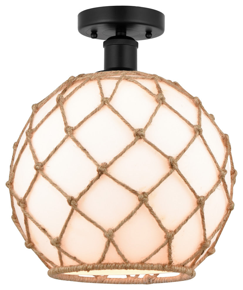 Innovations 616-1F-BK-G121-10RB 1 Light Semi-Flush Mount, Matte Black