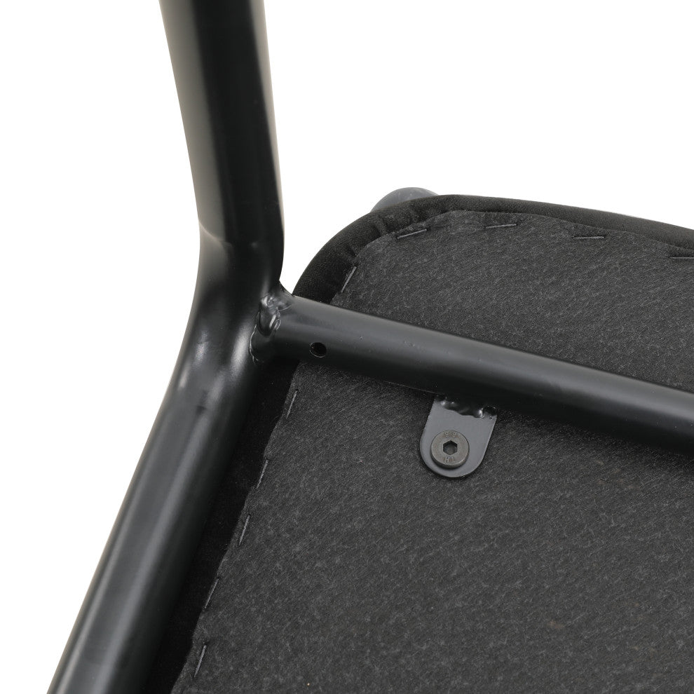 LeisureMod Ervilla Bar Stool with Black Powder Coated Frame Set of 2, Black