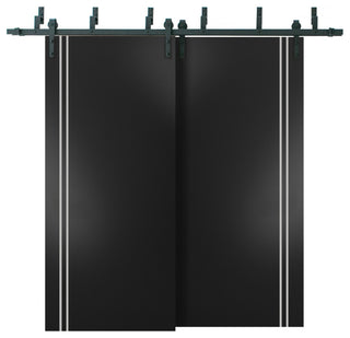 Barn Bypass Doors 84 x 84 | Planum 0310 Matte Black with  | Sturdy 8ft