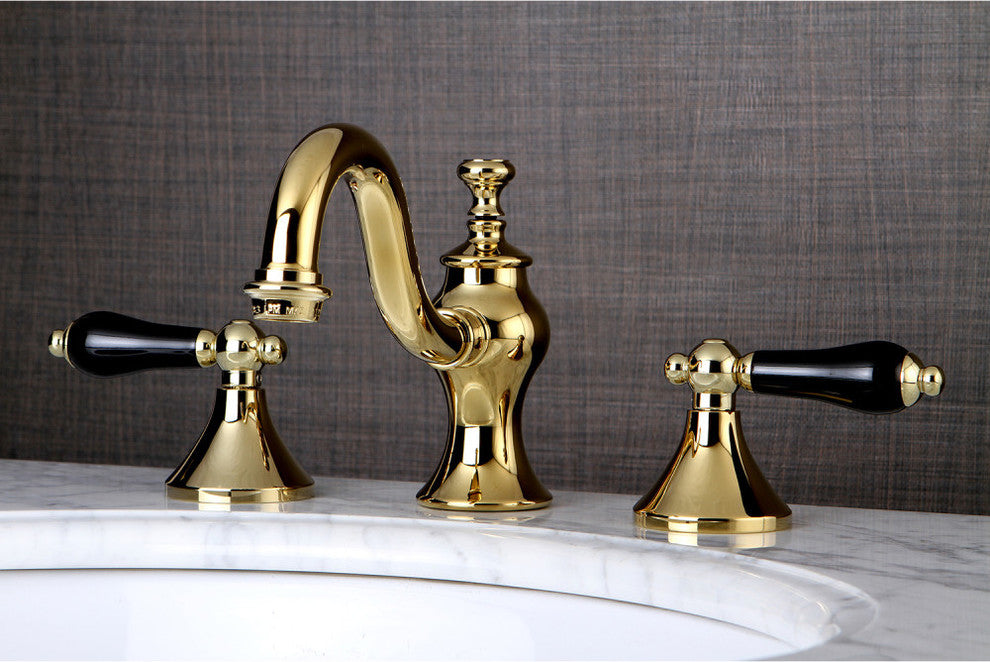 Widespread Bathroom Faucet, Brass Pop-Up, Polished Brass