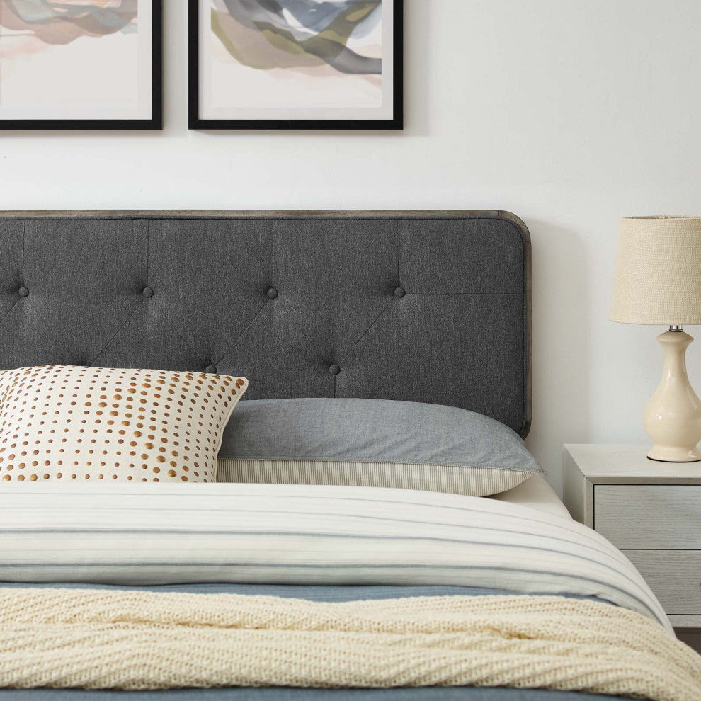 Platform Bed Frame, Full Size, Wood, Grey Gray, Modern Contemporary, Bedroom