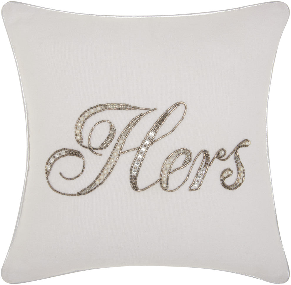 Kathy Ireland E7812 Throw Pillow, White, 14" X 14"
