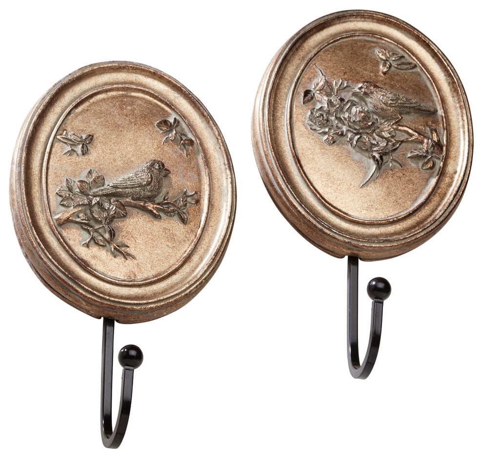 AA Importing 66212-gl Antique Gold Bird Hook Pair