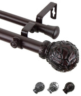 Davor 1" Double Curtain Rod, Mahogany, 28-48"