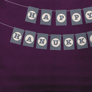 Plum Colored Banner Day Hanukkah Polyester Throw Pillow, 20"x20"